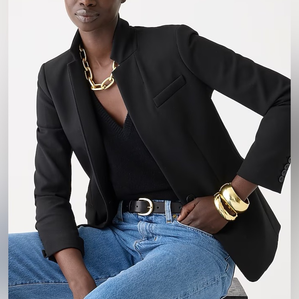 J Crew Regent Blazer Women 2 Black Single Button Four Season Stretch